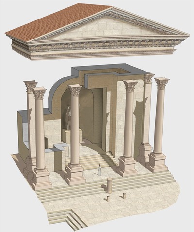 الشكل 11. رسم تصويري لمعبد القيصر ماركوس أوريليوس (تانيا ملتسن)