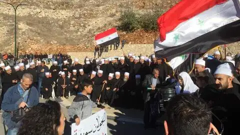 مظاهرة أهالي الجولان ضد قرار نصب التوربينات